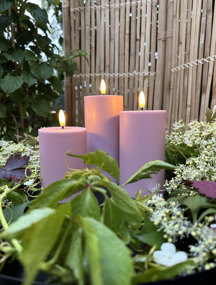 LED Udendørs Bloklys sæt af 3 stk – Rosa