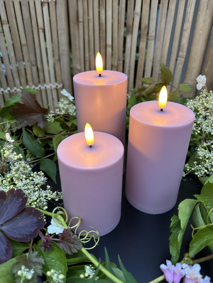 LED Udendørs Bloklys sæt af 3 stk – Rosa