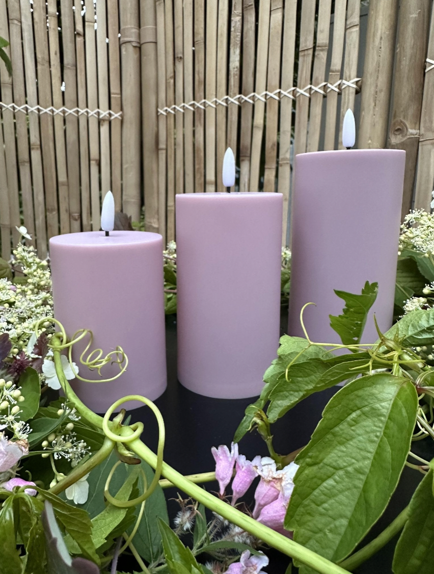 LED Udendørs Bloklys sæt af 3 stk – Rosa