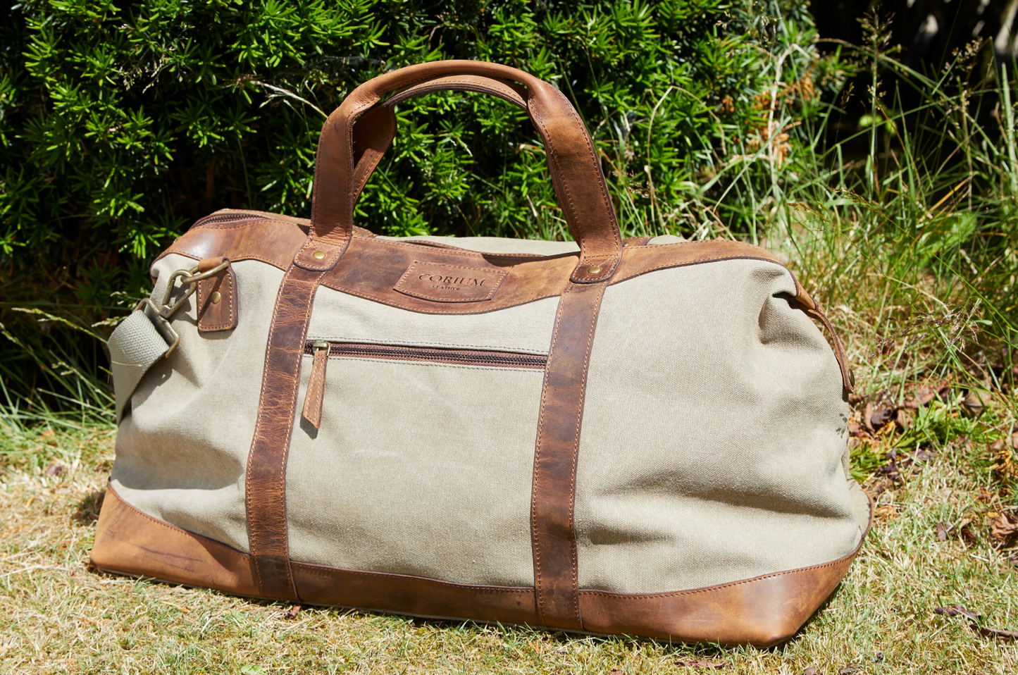 Weekendtaske i skind og kanvas - Canvas HUNTER