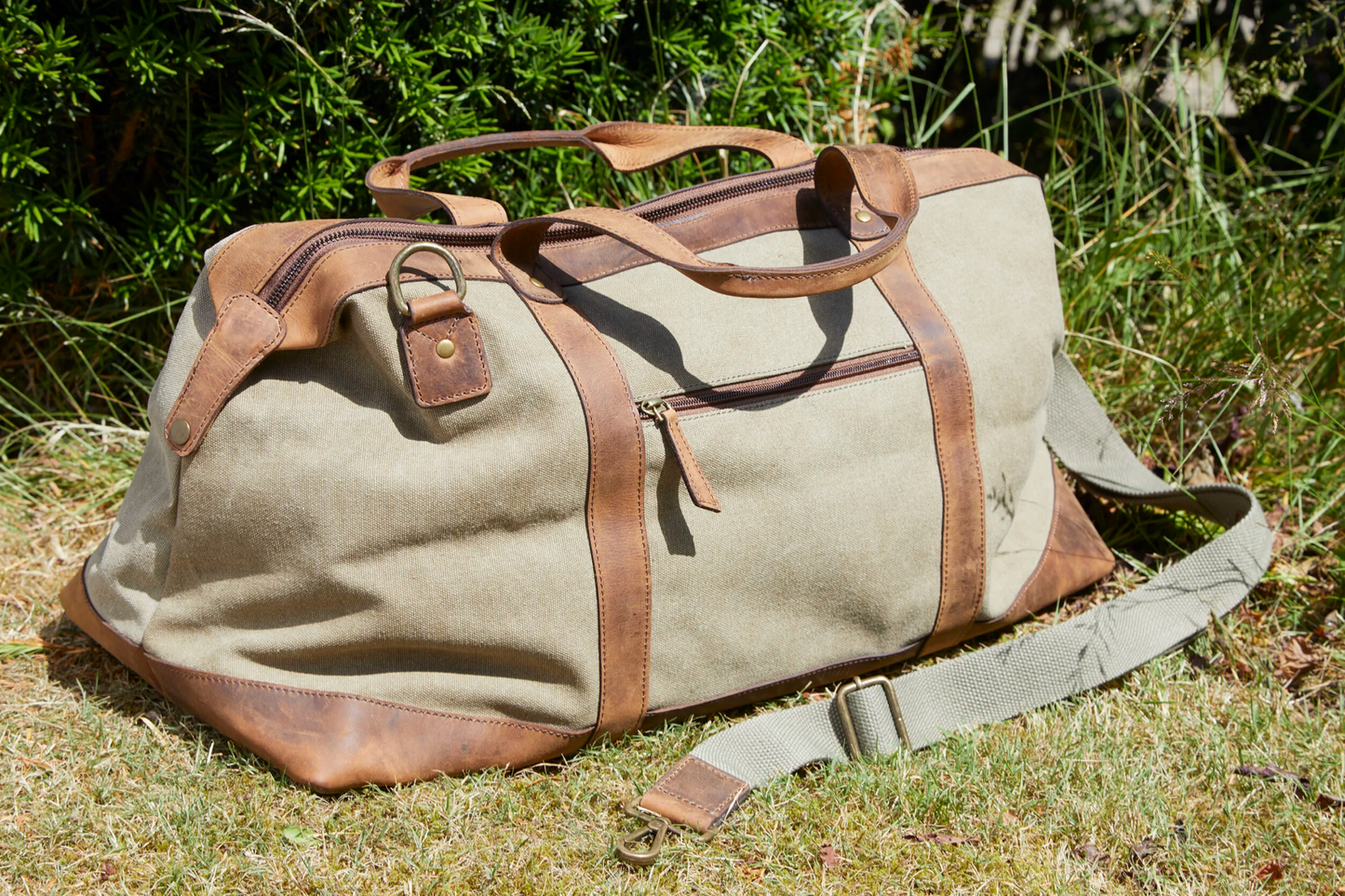 Weekendtaske i skind og kanvas - Canvas HUNTER