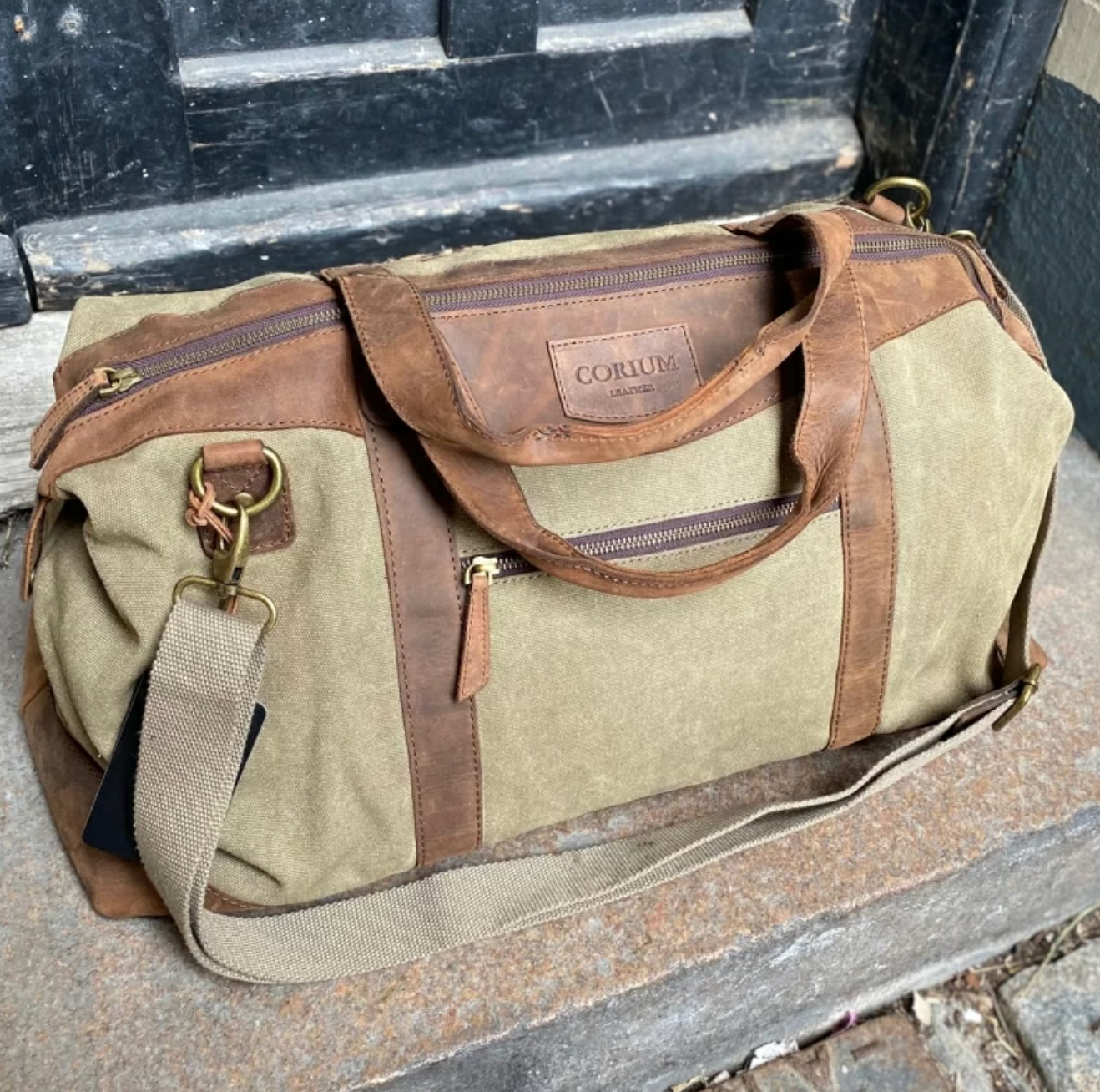 Weekendtaske i skind og kanvas - Canvas HUNTER