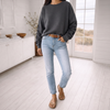 Sweatshirt med broderi -  Grey oversize