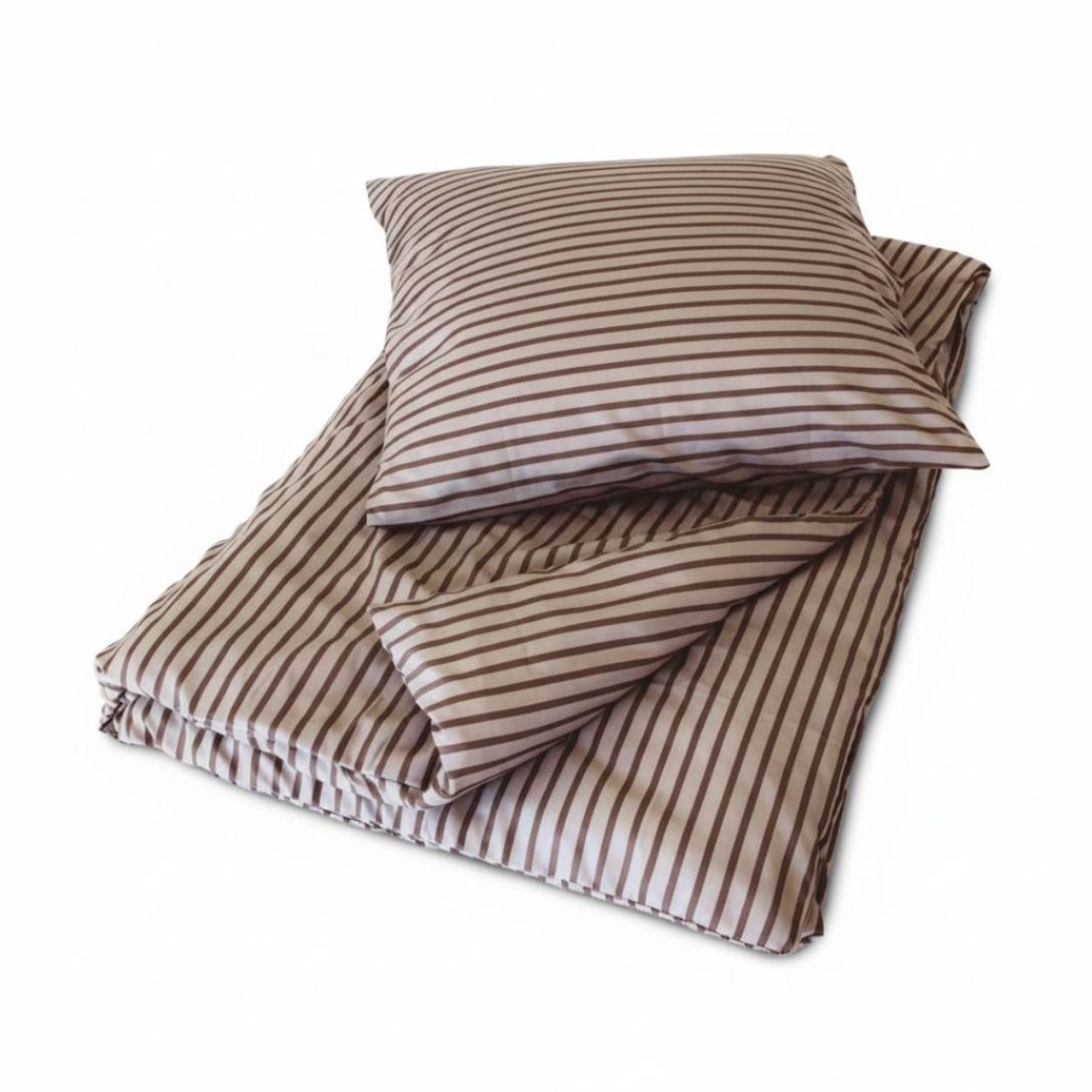 Stribet sengetøj beige strib  140x200
