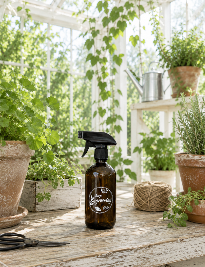 Blomsterforstøver i brunt glas 500 ml