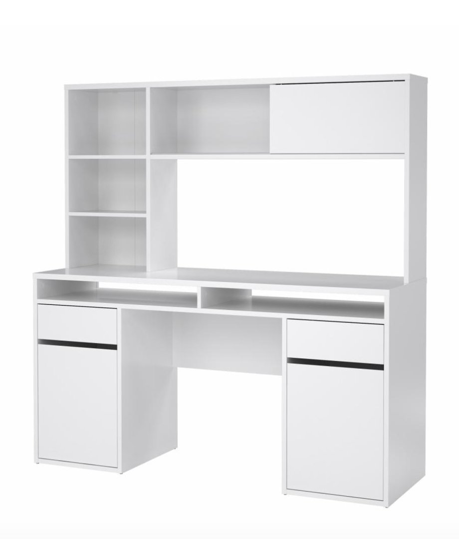 Skrivebord med overreol - Hvid