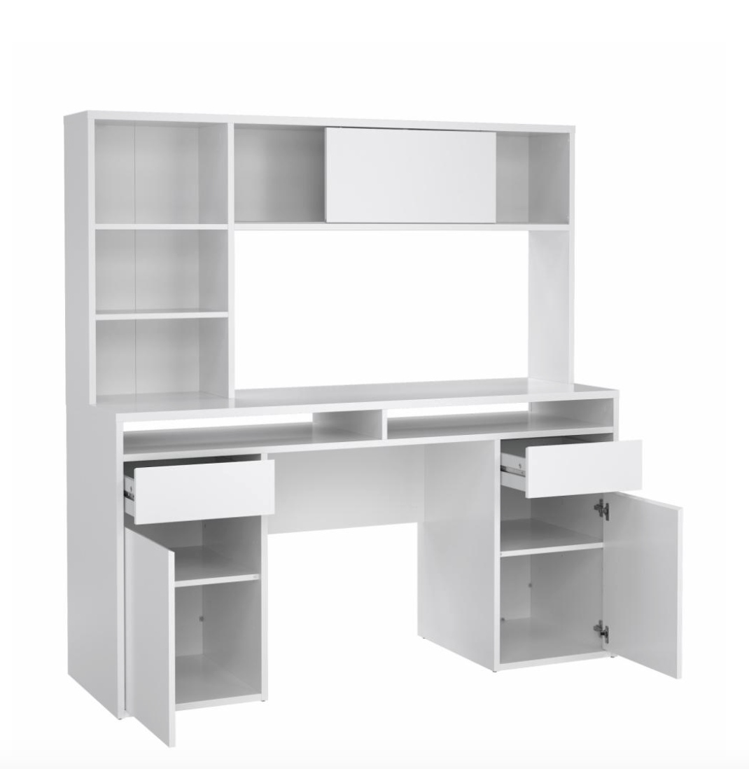 Skrivebord med overreol - Hvid
