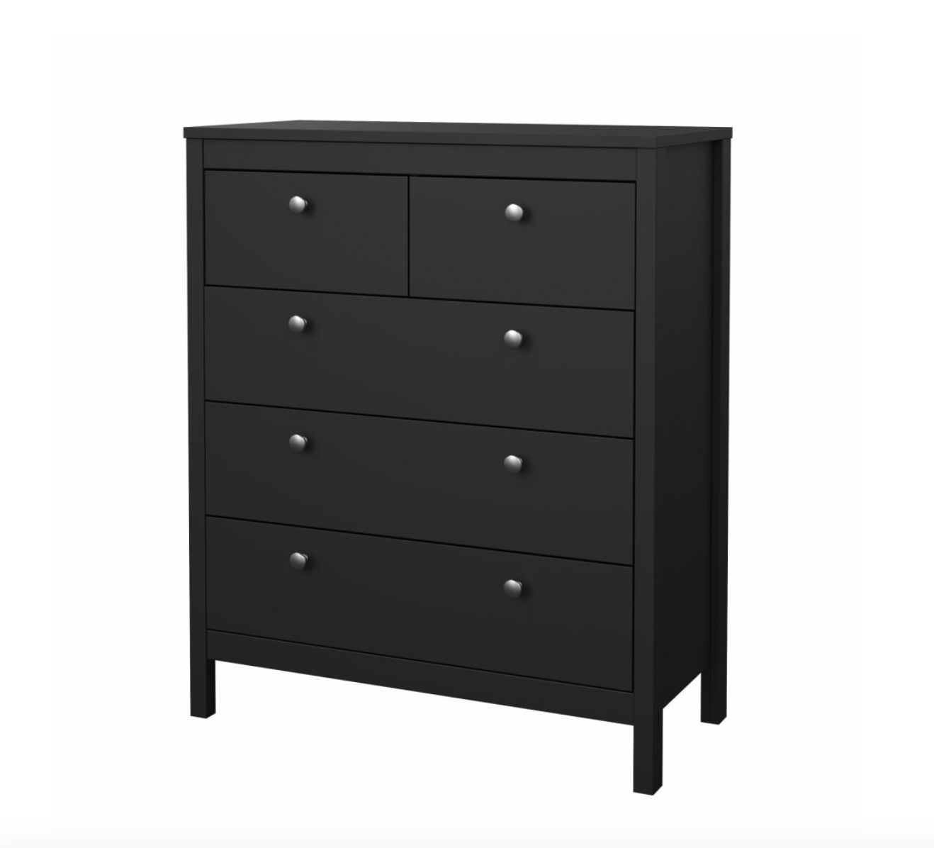Kommode med 5 skuffer - Black
