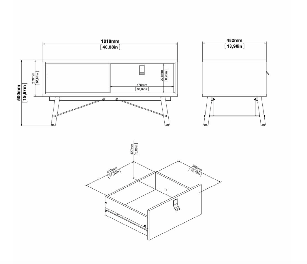 Sofabord Walnut / black
