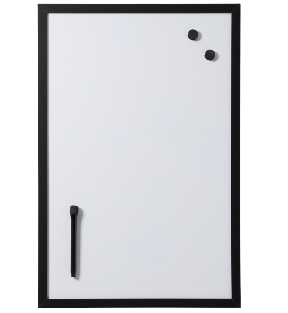 Magnetisk whiteboard, sort ramme, 40 x 60 cm