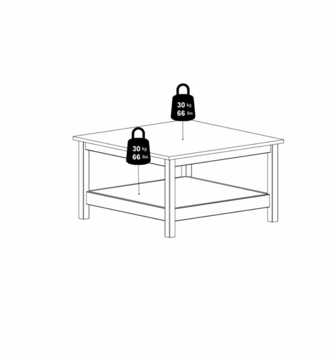 Sofabord med hylde – Jackson Hickory
