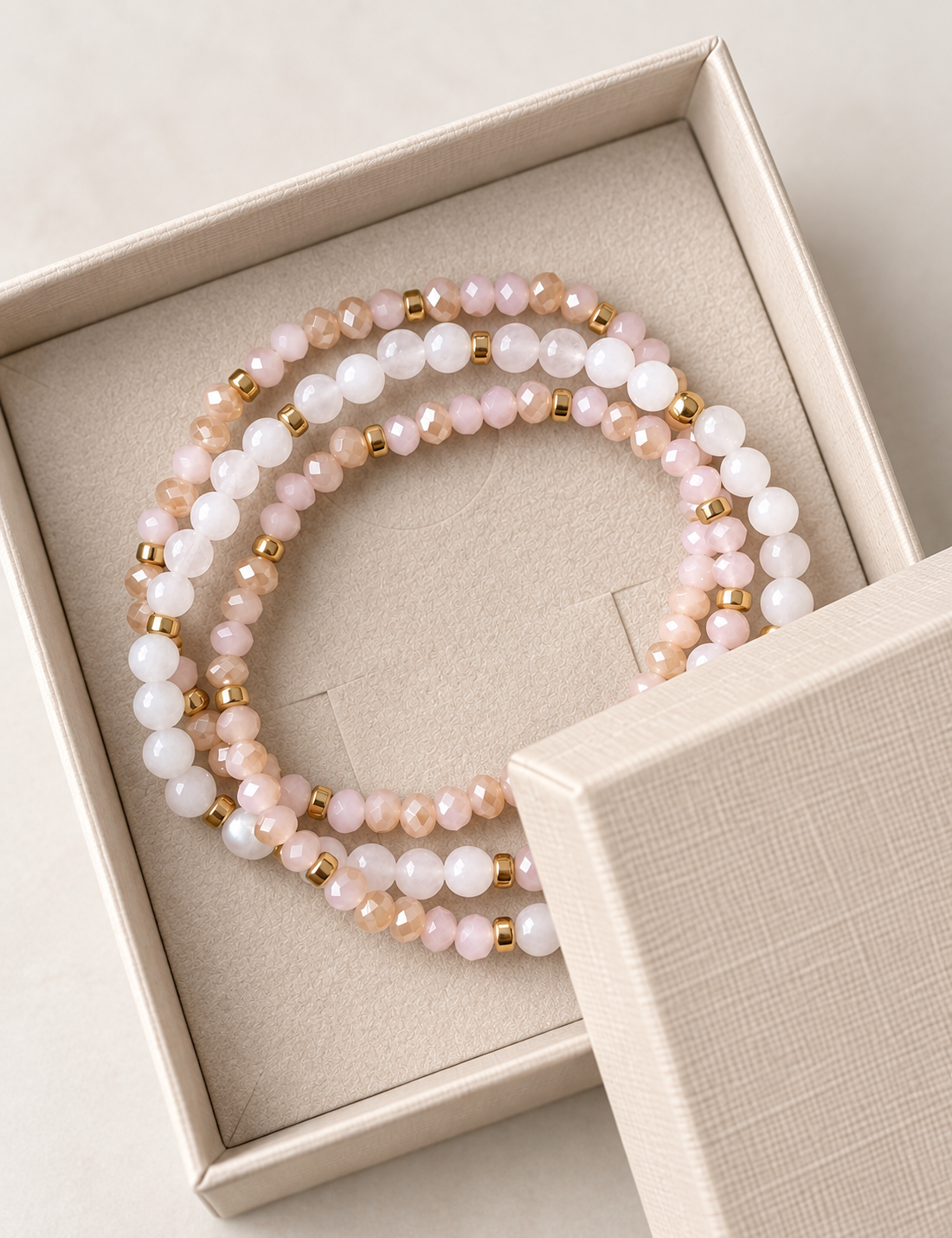Armbånd Leah Soft Rose – Sæt med 3 stk