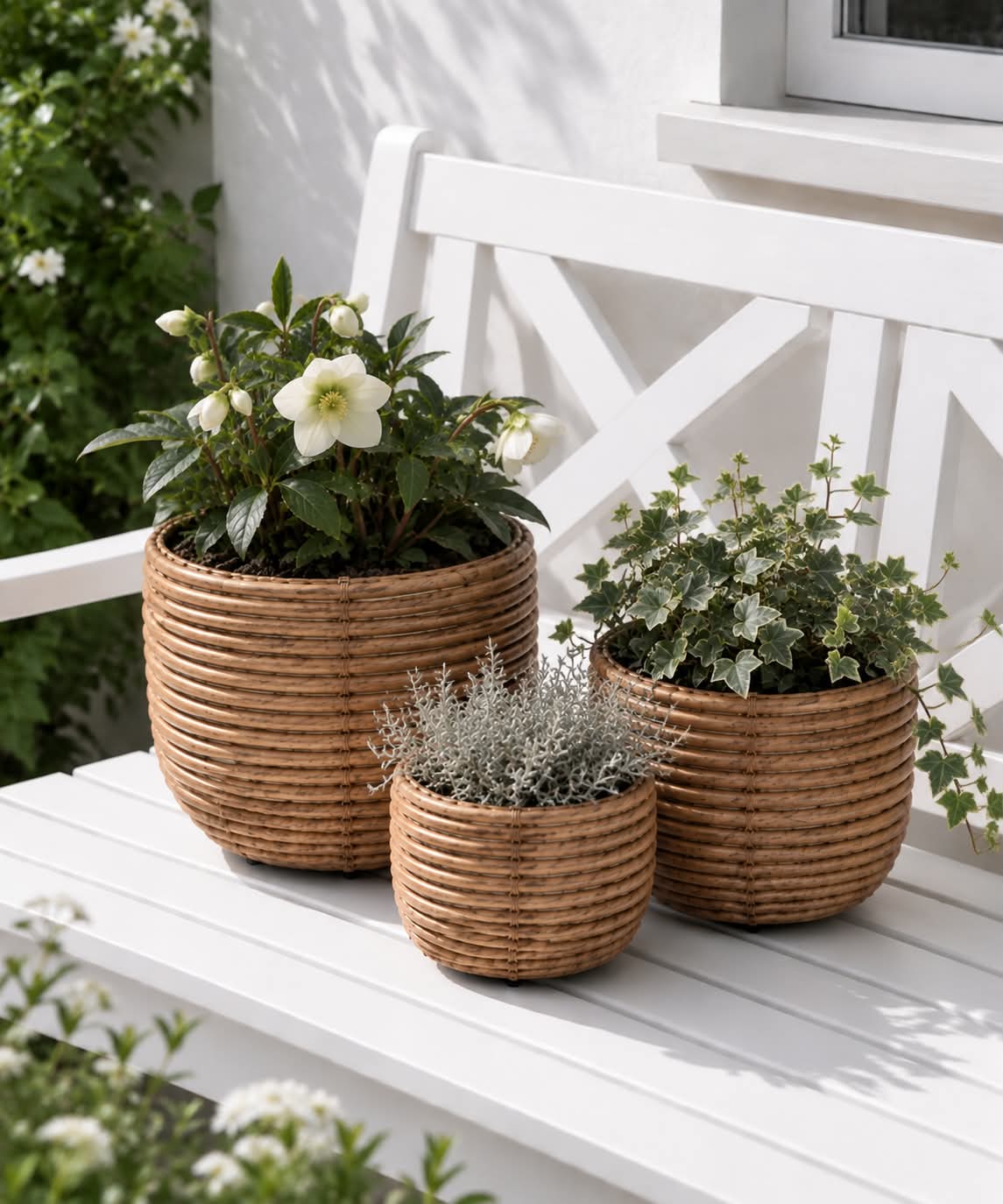 Kurvesæt Rattan -  Natur 3 stk.