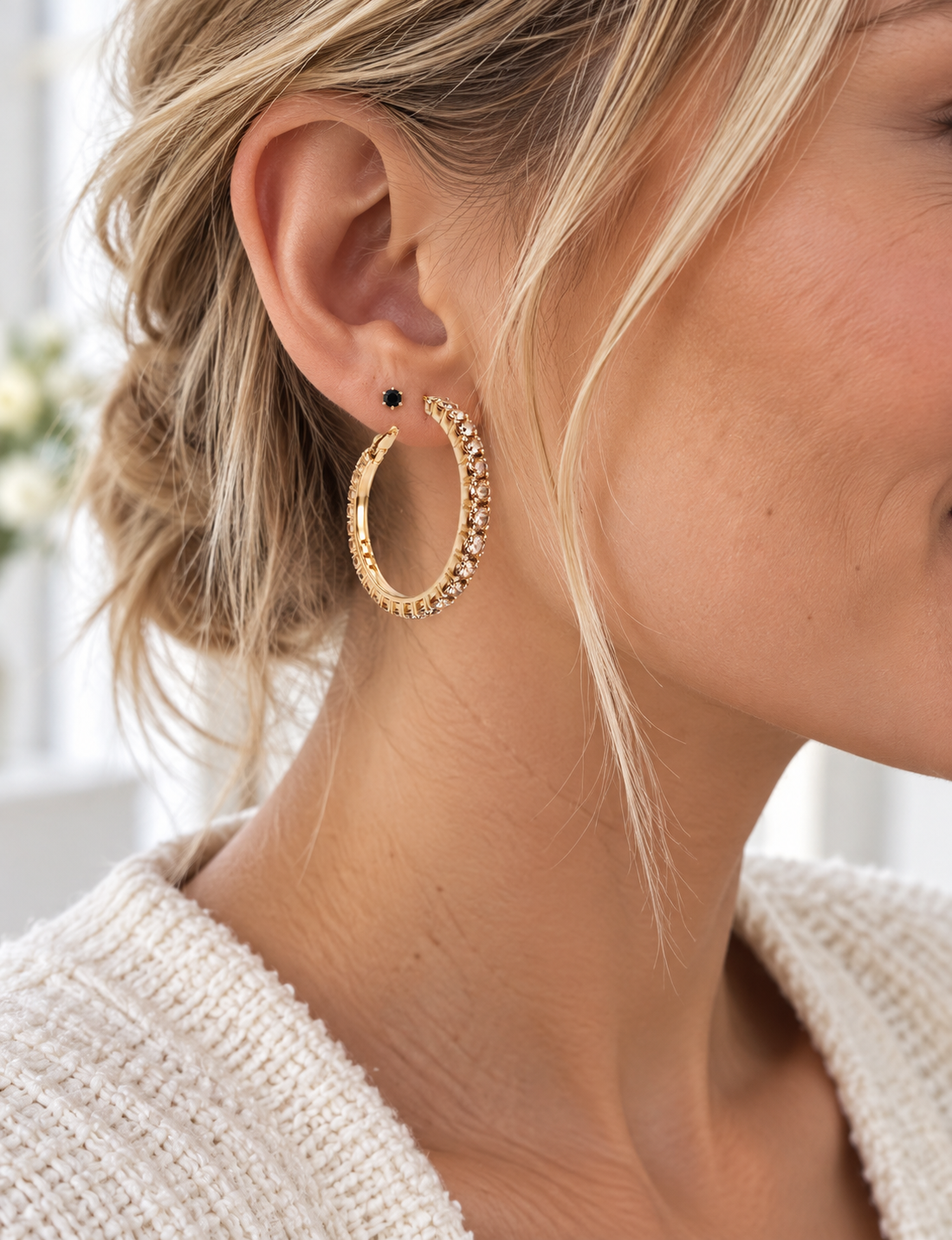 Øreringe Smilla Hoops - Champagne