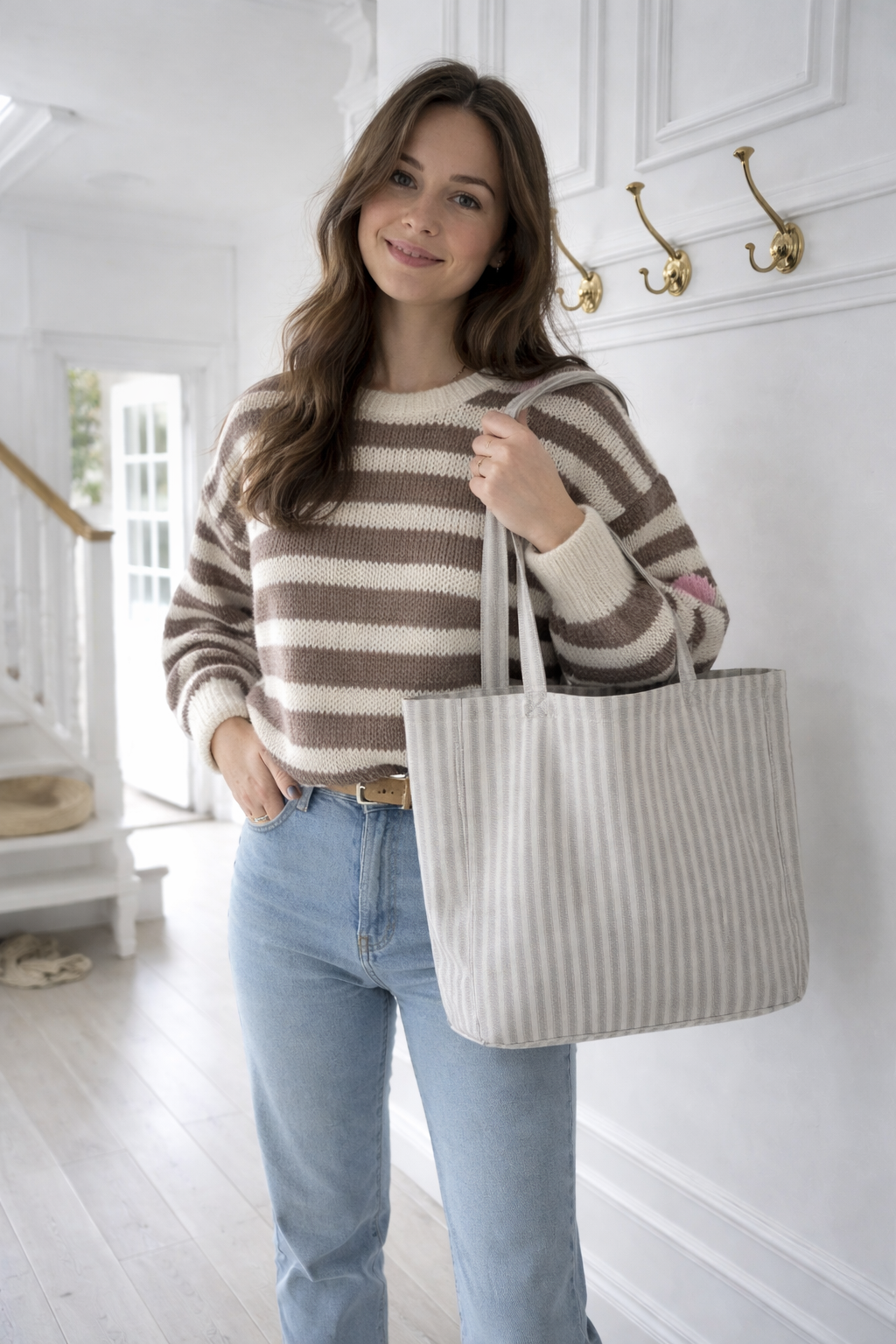 Shopper Grå striber