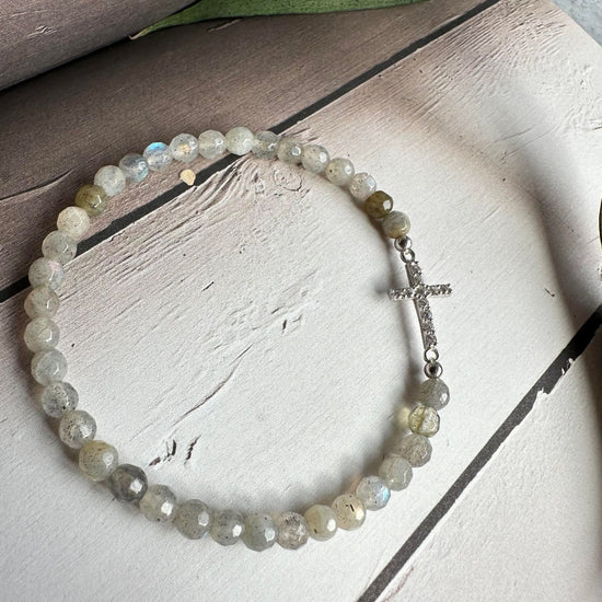 Armbånd Nikki labodorite - Sterling silver kors - VIAMAJA.DK