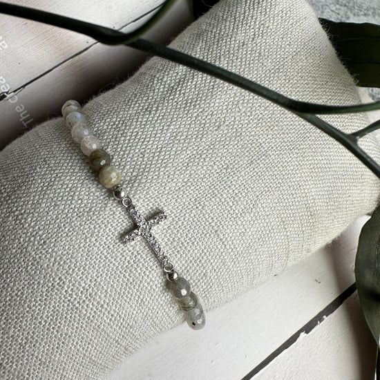 Armbånd Nikki labodorite - Sterling silver kors - VIAMAJA.DK