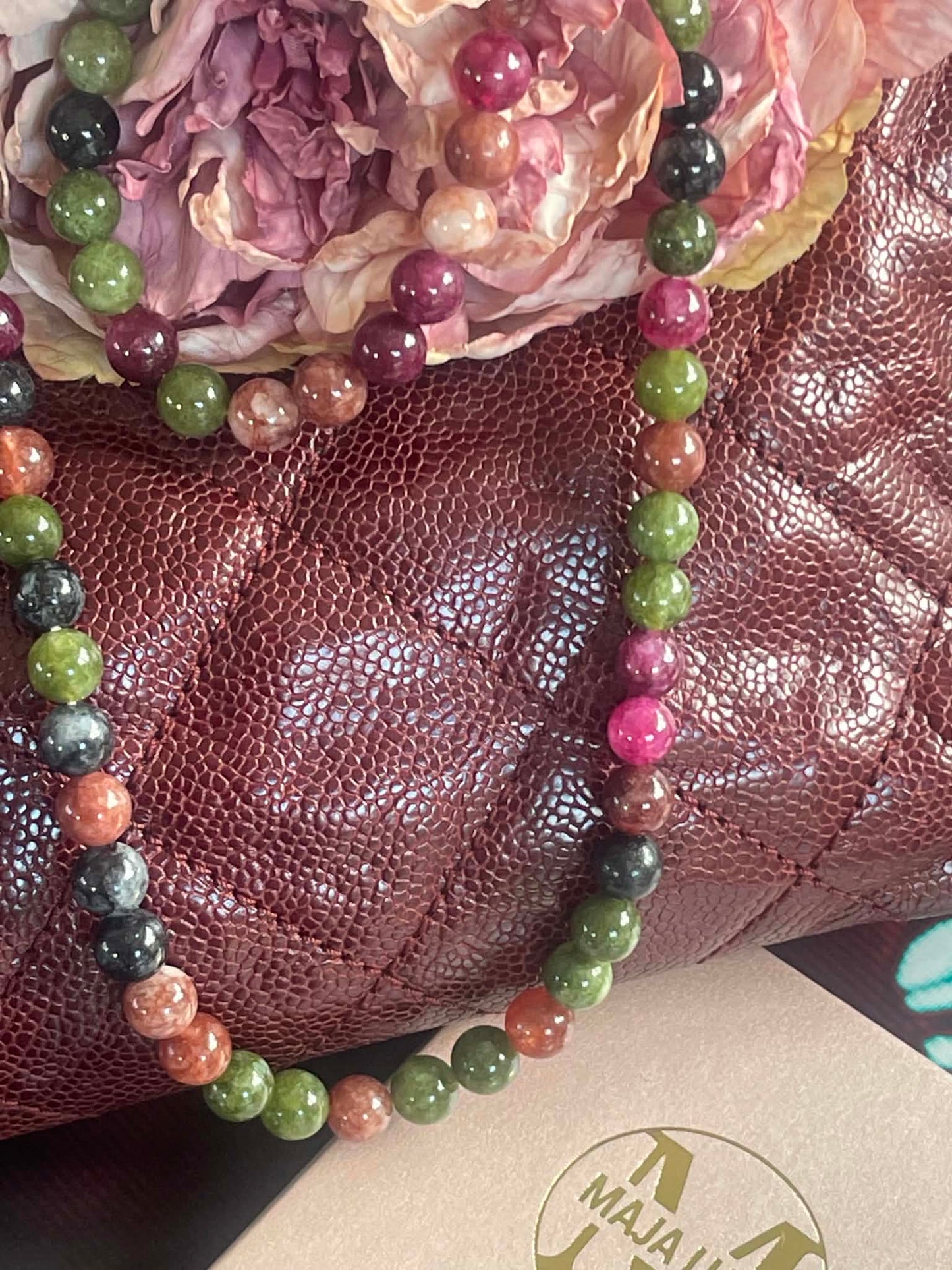 Halskæde Mary Emerald/Berry Mix