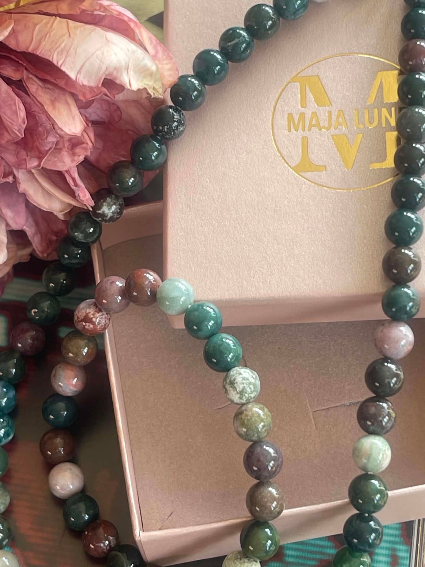 Halskæde Mary Emerald/Lavendel Mix