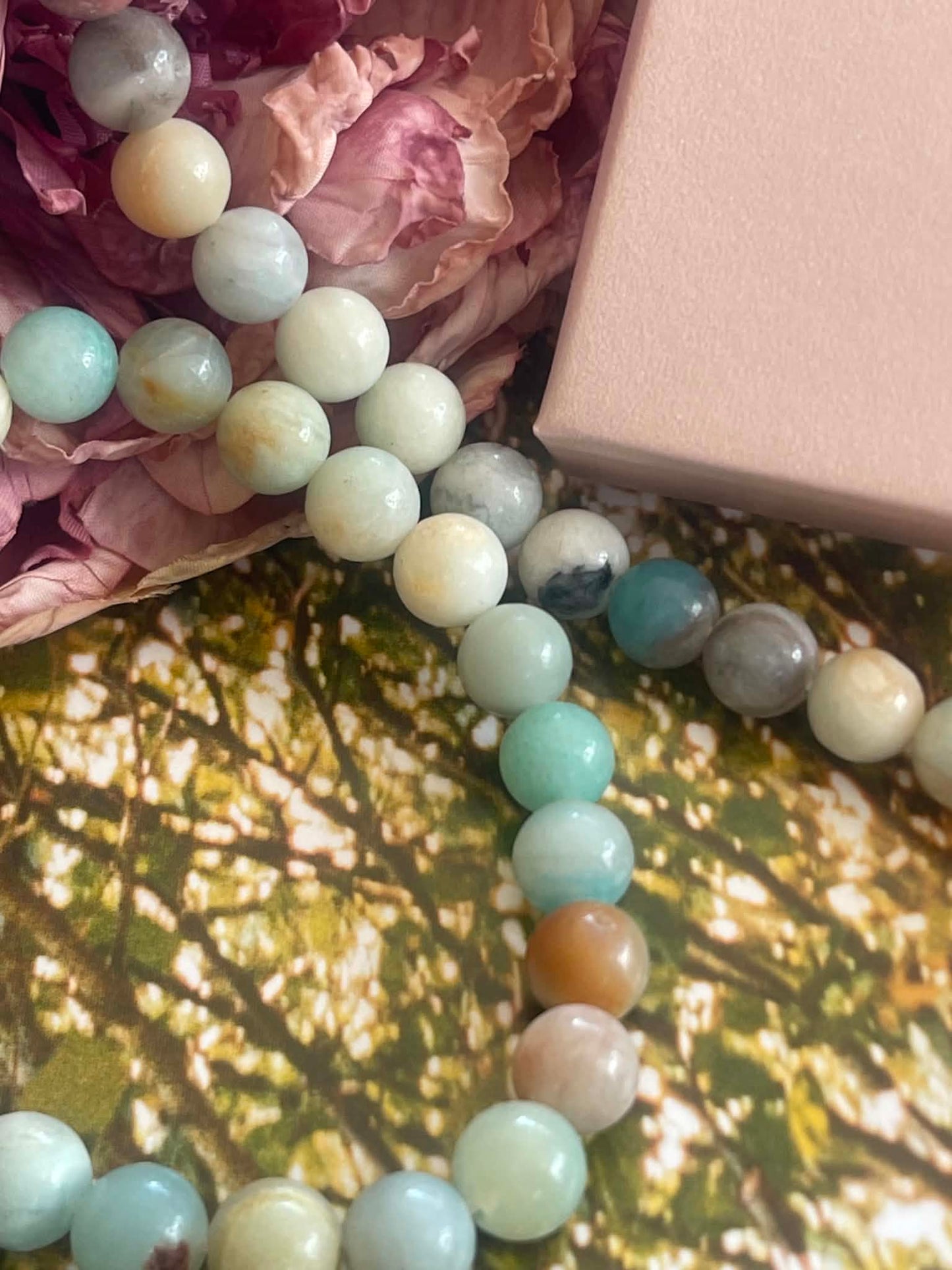 Halskæde Mary Natur/Aqua Mix