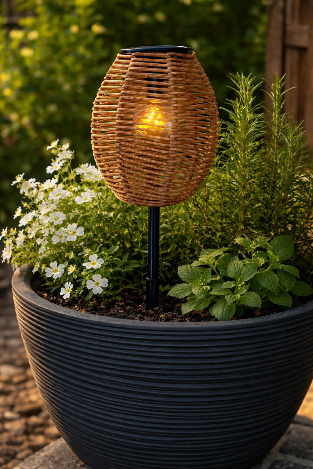 Lanterne Solar på spyd - Rattan