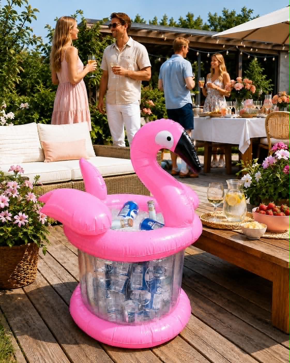 Køler til drikkevarer - Oppustelig flamingo
