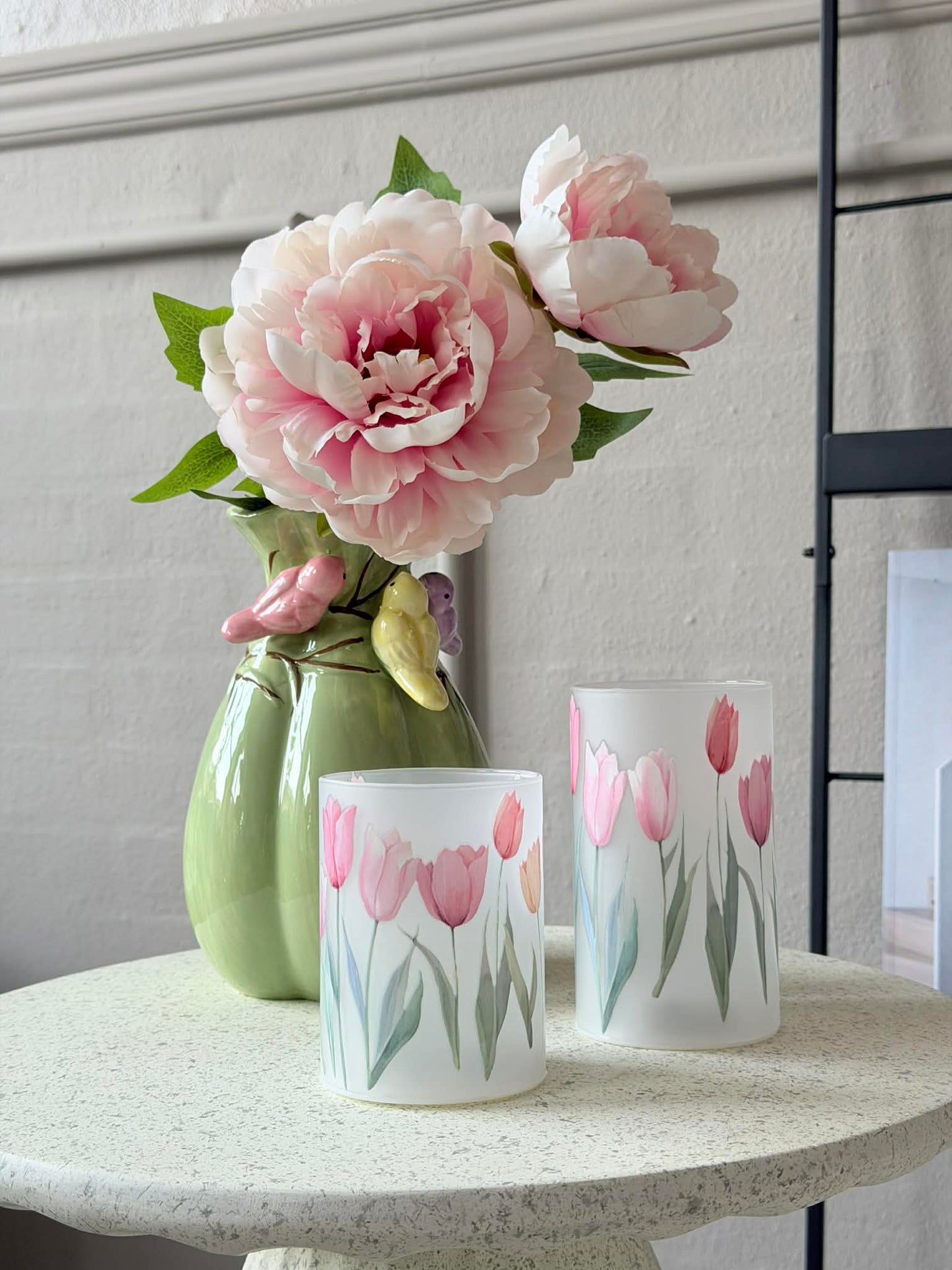 Vase med deko - Hvid eller Grøn