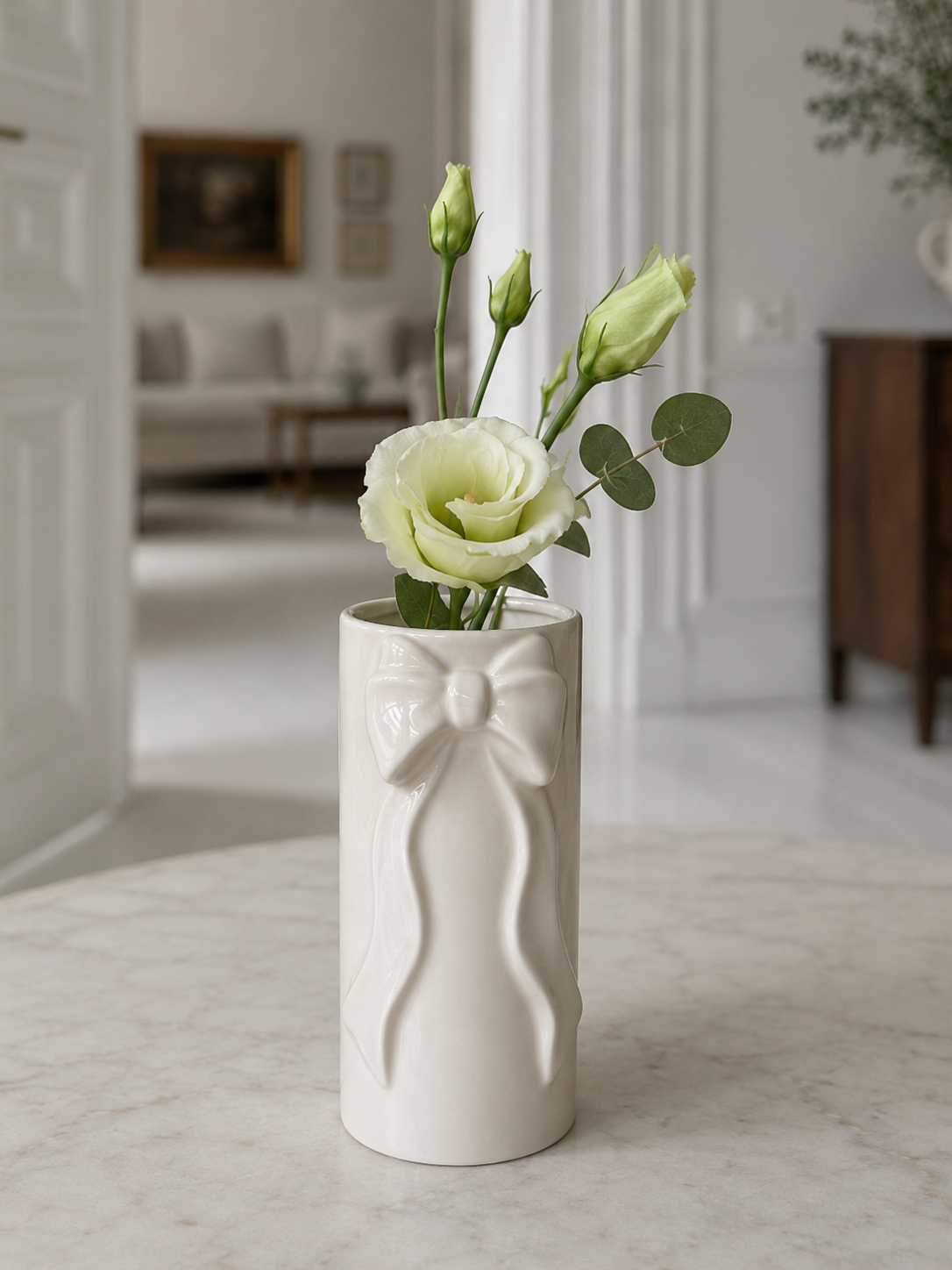 Vase med sløjfe - White
