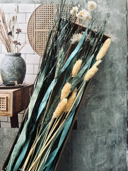 Blomster mix kasser - Natur / blå - VIAMAJA.DK