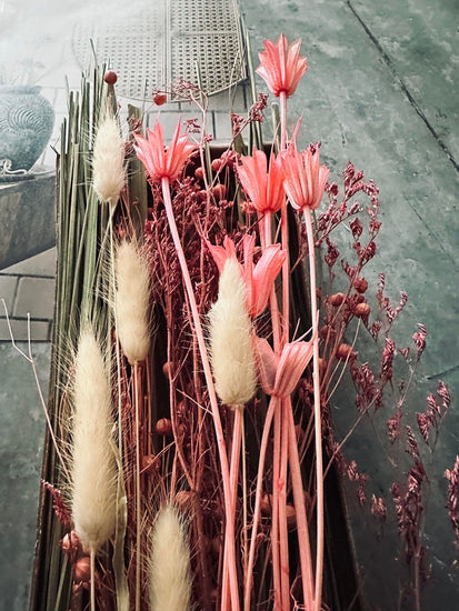 Blomster mix kasser - Natur / pink - VIAMAJA.DK