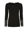 Bluse BASIS med blondedetaljer – Black