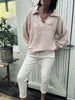 Bluse i vaflet bomuld - Rose