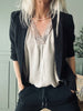 Bluse med blonde – Beige oversize