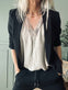 Bluse med blonde – Beige oversize - VIAMAJA.DK