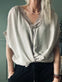 Bluse med blonde – Beige oversize - VIAMAJA.DK