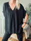 Bluse med blonde – Black oversize - VIAMAJA.DK