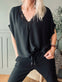 Bluse med blonde – Black oversize - VIAMAJA.DK