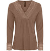 Bluse med blonde – Brown