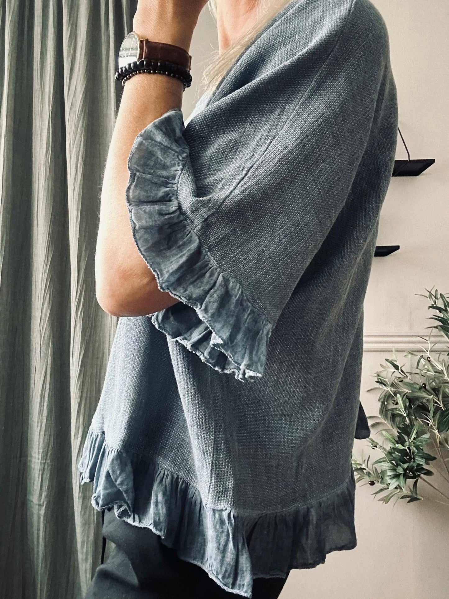 Bluse Olivia hørmix Dusty navy - VIAMAJA.DK