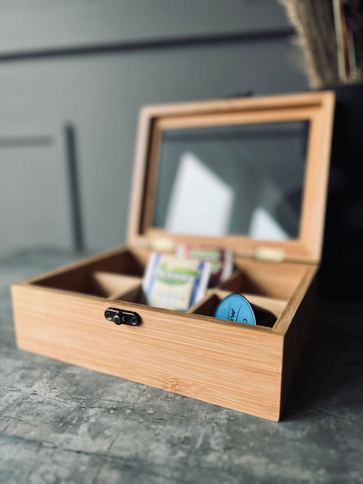 Box med klar låg - Medium – bambus teabox – VIAMAJA