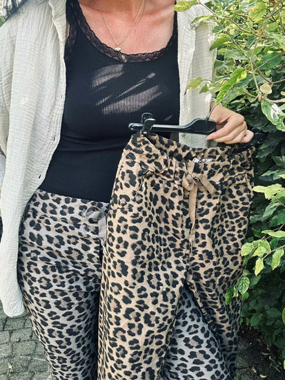 Bukser Leopard med stretch - Taupe - VIAMAJA.DK