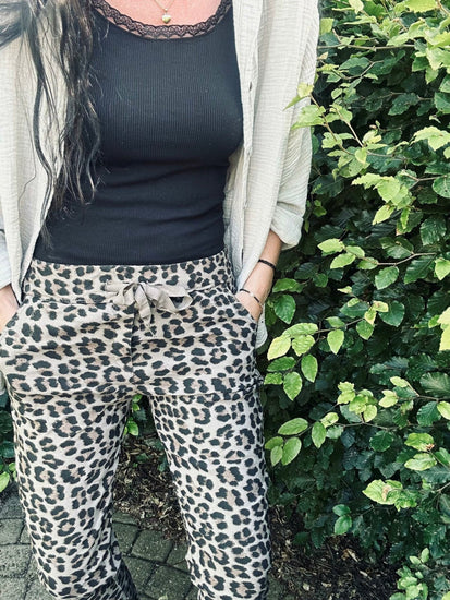 Bukser Leopard med stretch - Taupe - VIAMAJA.DK