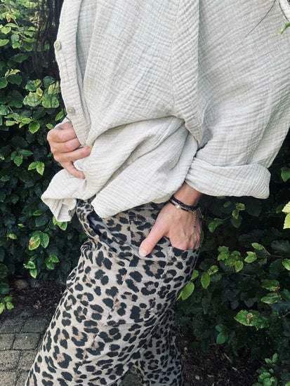 Bukser Leopard med stretch - Taupe - VIAMAJA.DK