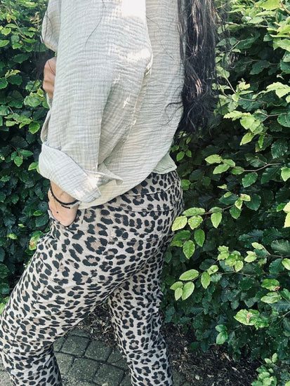 Bukser Leopard med stretch - Taupe - VIAMAJA.DK