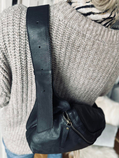 Bumbag Big Leather - Black - VIAMAJA.DK