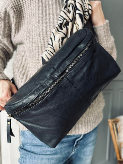 Bumbag Big Leather - Black - VIAMAJA.DK