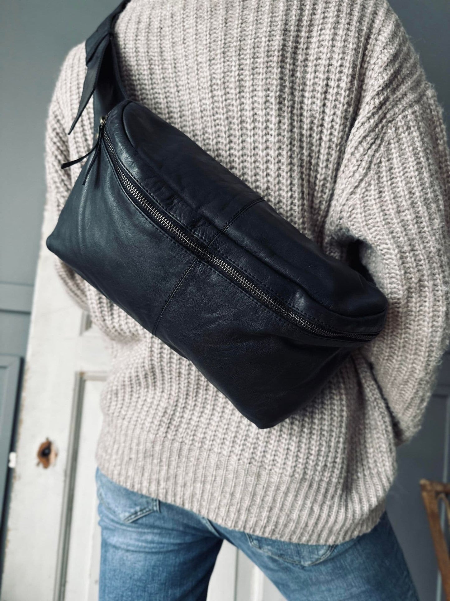 Bumbag Big Leather - Black - VIAMAJA.DK