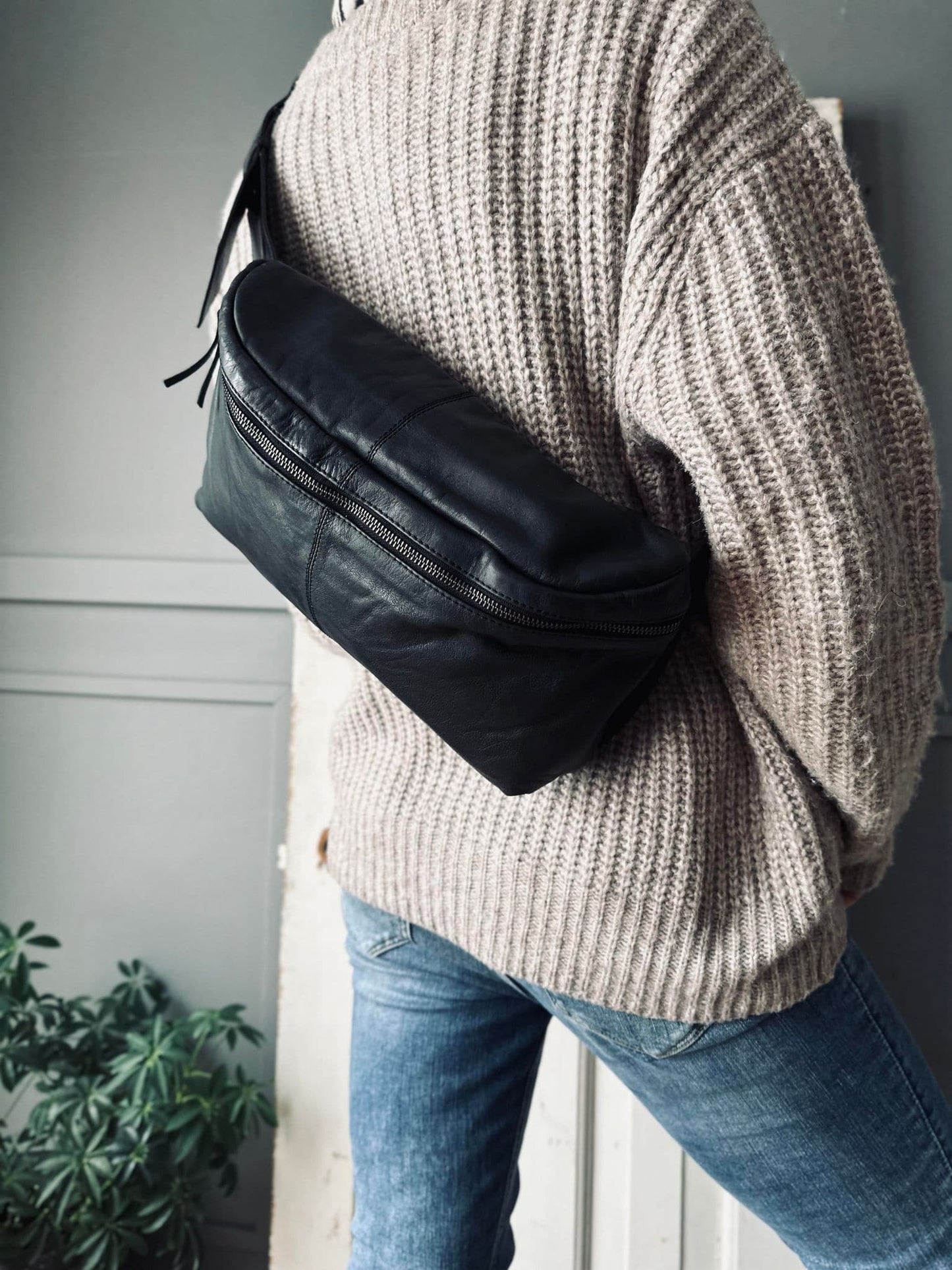Bumbag Big Leather - Black - VIAMAJA.DK