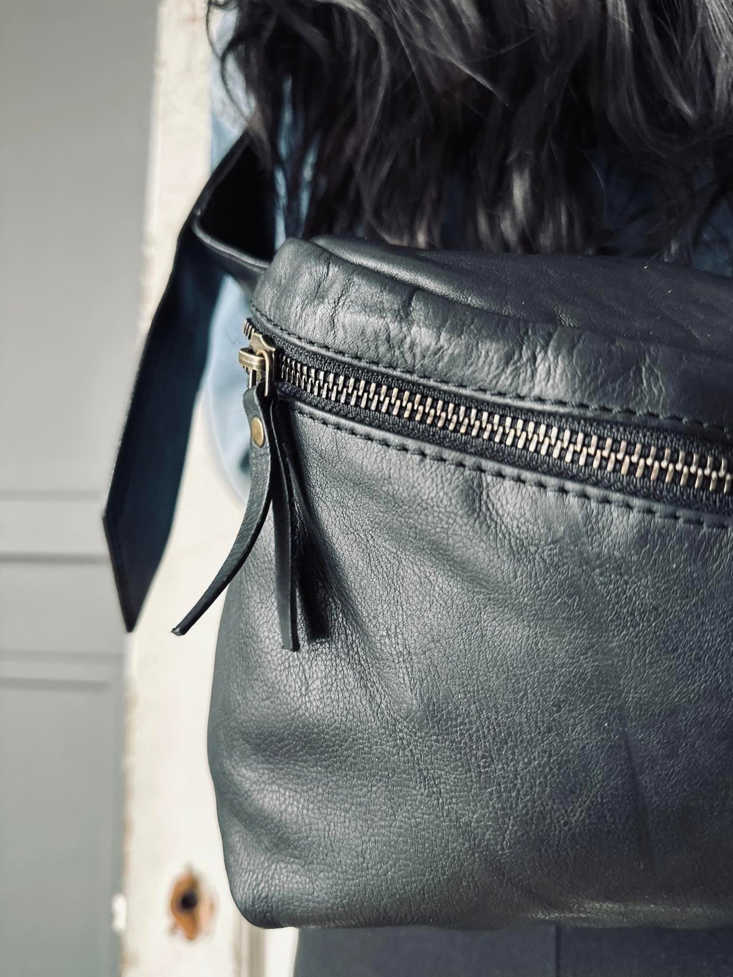Bumbag Big Leather - Black - VIAMAJA.DK