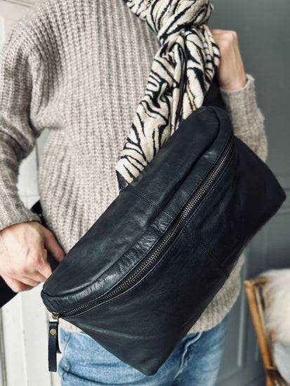 Bumbag Big Leather - Black - VIAMAJA.DK